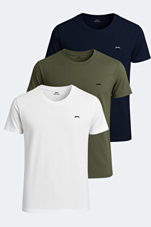 Slazenger SANDER KTN 3 lü Set Erkek  Beyaz - Lacivert - Haki Tişört