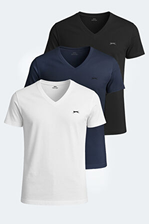 Slazenger SARGON 3 lü Set Erkek  Beyaz - Siyah - Lacivert Tişört