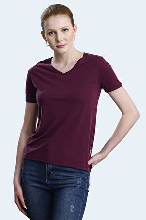 Slazenger PERICAS 5 li Set Kadın  Ekru - Koyu Gri - Siyah - Mürdüm - Bordo Tişört
