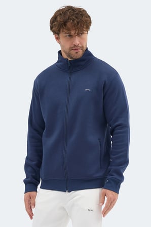 Slazenger MENDOZA I Erkek Fermuarlı Dik Yaka Cepli Lacivert Sweatshırt