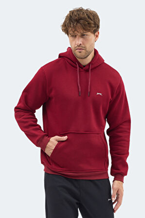 Slazenger MOONLIGHT I Erkek Kapüşonlu Bordo Sweatshirt