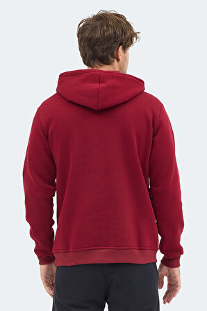 Slazenger MOONLIGHT I Erkek Kapüşonlu Bordo Sweatshirt