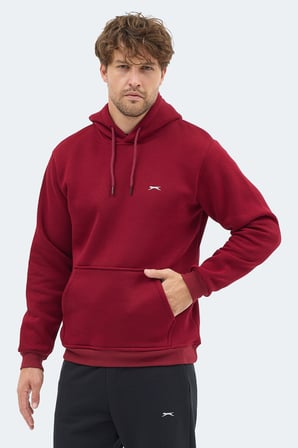 Slazenger MOONLIGHT I Erkek Kapüşonlu Bordo Sweatshirt