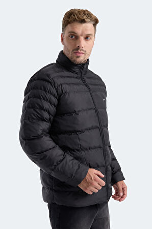 Slazenger HORIZON I Erkek Dik Yaka Fermuarlı Siyah Mont & Kaban