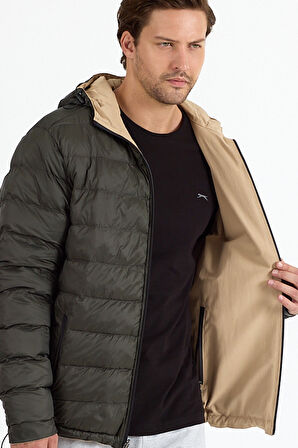 Slazenger BRELIS Erkek Çift Taraflı Bej Mont & Kaban