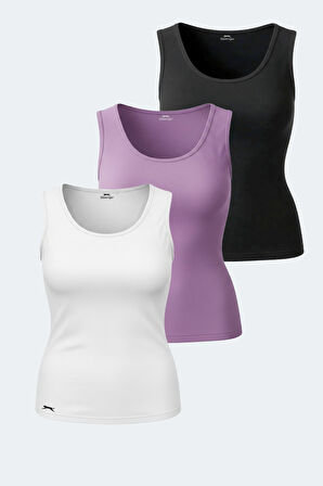 Slazenger VATIK 3 lü Set Kadın  Beyaz - Siyah - Lila Atlet