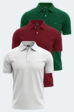 Slazenger VALE KTN 3 lü Set Erkek  Beyaz - Yeşil - Bordo Tişört