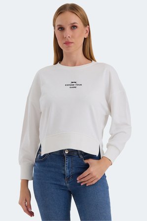 Slazenger VITAL 2 li set Kadın Crop Beyaz - Siyah Sweatshırt