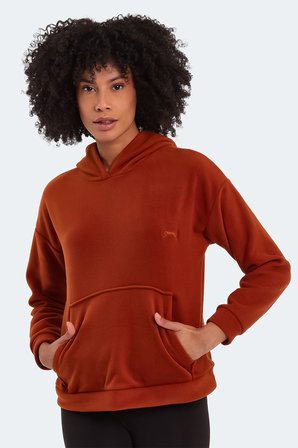 Slazenger SASSA 2  li set Kadın Kapüşonlu Cepli Sarı - Kiremit Sweatshırt