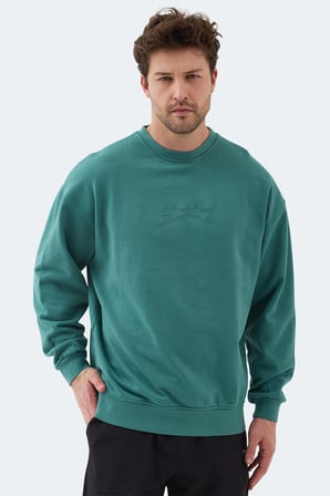 Slazenger VADIK 2li set Erkek Oversıze Haki - Petrol Sweatshırt