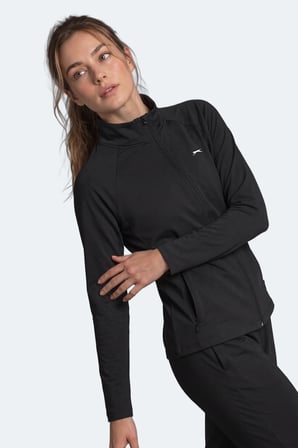 Slazenger RAZOR Kadın Dik Yaka Fermuarlı Siyah Sweatshırt
