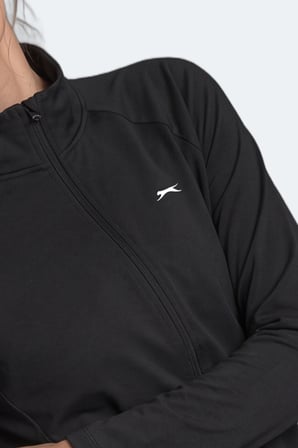 Slazenger RAZOR Kadın Dik Yaka Fermuarlı Siyah Sweatshırt