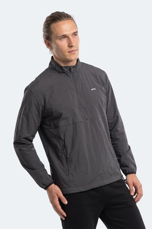 Slazenger RECKON Erkek Dik Yaka Fermuarlı Koyu Gri Sweatshırt