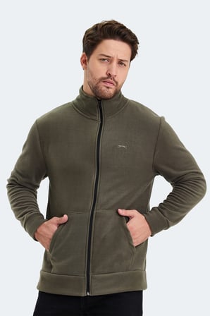Slazenger SANSA 2 Lİ SET Erkek Fermuarlı Dik Yaka Cepli Siyah - Haki Polar