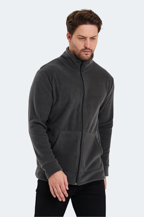 Slazenger SANSA 2 Lİ SET Erkek Fermuarlı Dik Yaka Cepli İndigo - Koyu Gri Polar