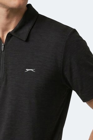 Slazenger KHAN Erkek Polo Yaka Siyah Tişört