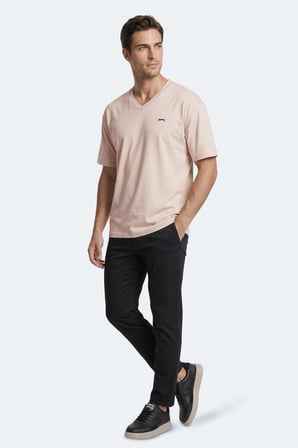 Slazenger KATRE Erkek V Yaka Bej Tişört