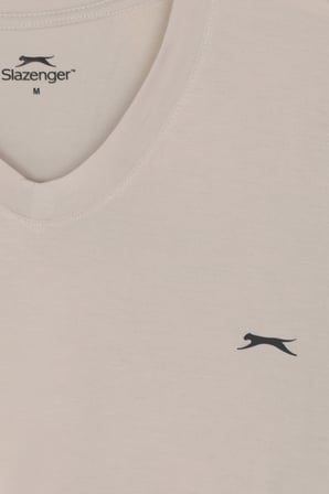 Slazenger KATRE Erkek V Yaka Bej Tişört