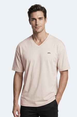 Slazenger KATRE Erkek V Yaka Bej Tişört