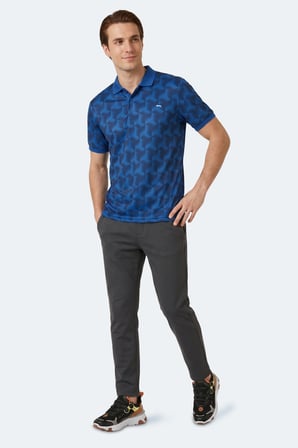 Slazenger KATARIN Erkek Polo Yaka Saks Mavi Tişört