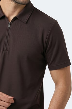 Slazenger KHAN Erkek Polo Yaka Kahve Tişört