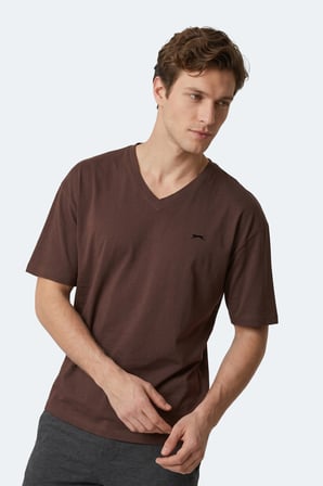 Slazenger KATRE Erkek V Yaka Kahve Tişört