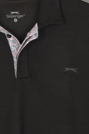 Slazenger ZODIACS Erkek Polo Yaka Siyah Tişört