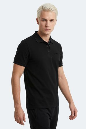 Slazenger ZODIACS Erkek Polo Yaka Siyah Tişört