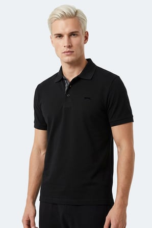 Slazenger ZODIACS Erkek Polo Yaka Siyah Tişört