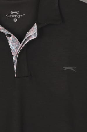 Slazenger ZODIACS Erkek Polo Yaka Siyah Tişört