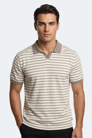 Slazenger ZOLL Erkek Polo Yaka Beyaz / Kahve Tişört