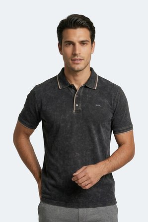 Slazenger ZALE Erkek Polo Yaka Siyah Tişört