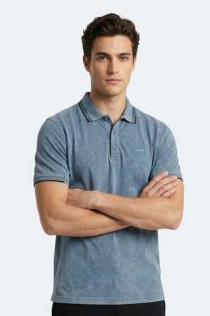 Slazenger ZALE Erkek Polo Yaka Indigo Tişört
