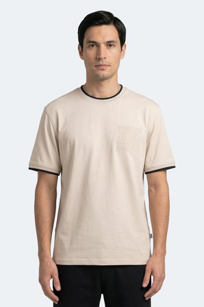 Slazenger ZAVIER Erkek Pamuklu Bej Tişört