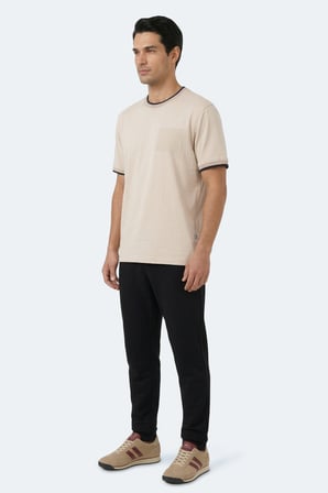 Slazenger ZAVIER Erkek Pamuklu Bej Tişört