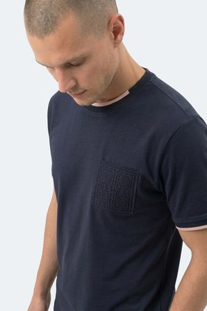 Slazenger ZAVIER Erkek Pamuklu Lacivert Tişört