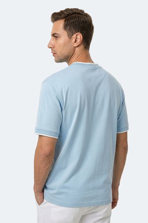 Slazenger ZAVIER Erkek Pamuklu Mavi Tişört