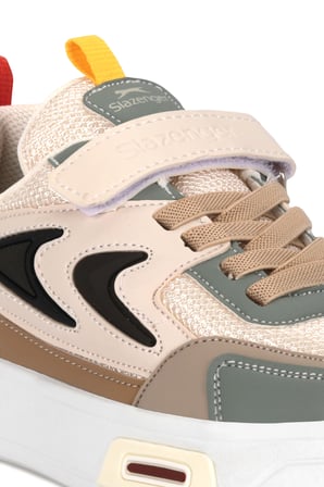 Slazenger KARETTA I Unisex Çocuk Cırt Cırtlı Bej / Yeşil Günlük Spor Ayakkabısı