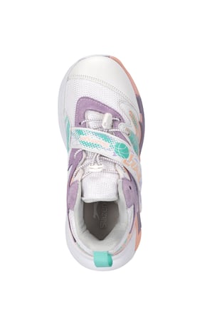 Slazenger KNIGHT I Kız Çocuk Cırt Cırtlı Beyaz / Lila Günlük Spor Ayakkabısı