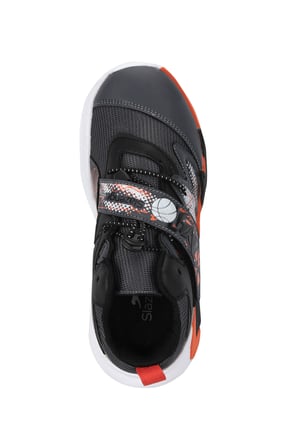 Slazenger KNIGHT I Unisex Çocuk Cırt Cırtlı Koyu Gri / Turuncu Günlük Spor Ayakkabısı