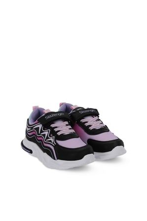 Slazenger EXPLORER I Kız Çocuk Cırt Cırtlı Siyah / Mor Günlük Spor Ayakkabısı