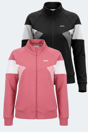 Slazenger VICTORY 2 li set Kadın Fermuarlı Dik Yaka Cepli Siyah - Gül Sweatshırt