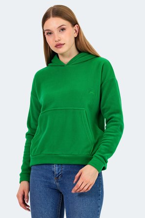 Slazenger SASSA 2  li set Kadın Kapüşonlu Cepli Sarı - Yeşil Sweatshırt