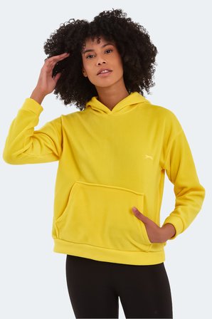 Slazenger SASSA 2  li set Kadın Kapüşonlu Cepli Sarı - Yeşil Sweatshırt