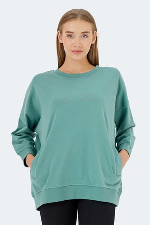 Slazenger VIKENTI SW 2 Lİ SET Kadın Cepli Oversıze Yeşil - Gül Sweatshırt