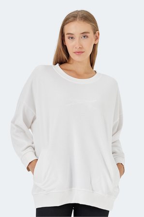 Slazenger VIKENTI SW 3 LÜ SET Kadın Cepli Oversıze Beyaz - Siyah - Bej Sweatshırt