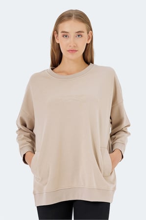 Slazenger VIKENTI SW 3 LÜ SET Kadın Cepli Oversıze Beyaz - Siyah - Bej Sweatshırt