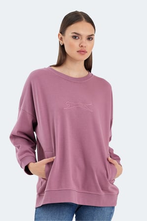 Slazenger VIKENTI SW 3 LÜ SET Kadın Cepli Oversıze Gül - Yeşil - Petrol Sweatshırt