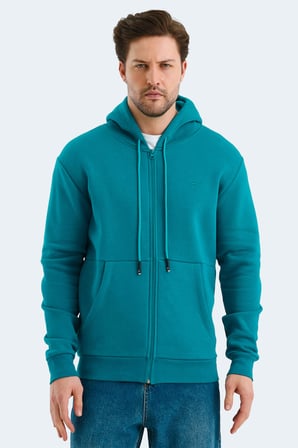 Slazenger VONDA 2 Lİ SET Erkek Fermuarlı Kapüşonlu Cepli Siyah - Petrol Sweatshırt