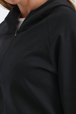 Slazenger VASCO 2 Lİ SET Kadın Fermuarlı Kapüşonlu Cepli Siyah - Koyu Gri Sweatshırt